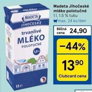Mléko trvanlivé Jihočeské Madeta - 1,5% polotučné
