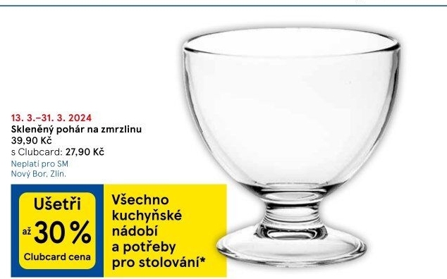 Skleněný pohár na zmrzlinu