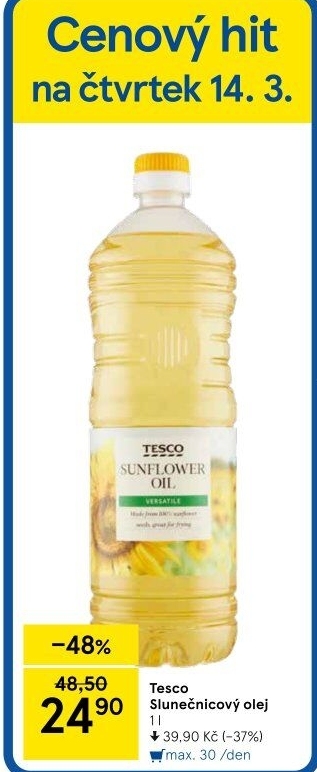 Slunečnicový olej Tesco