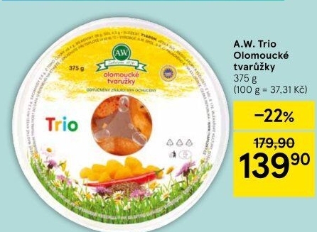 Sýr tvarůžky olomoucké trio A.W.