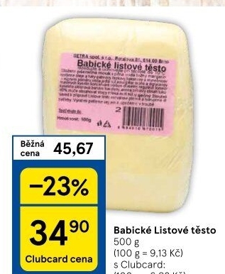 Těsto listové babické Šetra