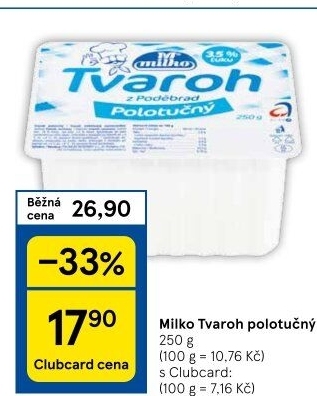 Tvaroh polotučný z Poděbrad Milko