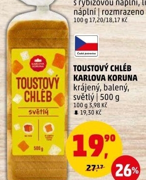 Toustový chléb Karlova Koruna