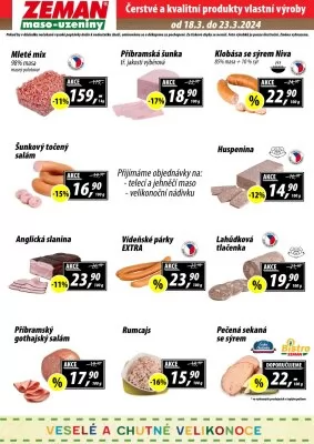 akční leták ZEMAN maso - uzeniny 18.3.2024-23.3.2024