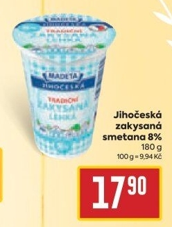 Smetana zakysaná lehká Jihočeská Madeta 8%