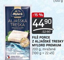 Aljašská treska filé bez kosti mražené Premium Mylord