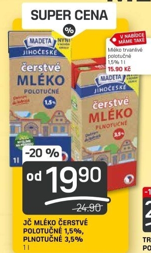 Mléko čerstvé Jihočeské Madeta