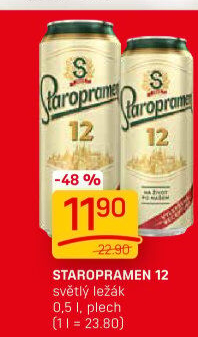 Pivo světlý ležák 12° Staropramen