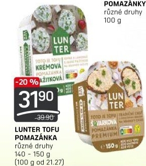 Pomazánky tofu Lunter