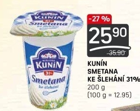Smetana ke šlehání Mlékárna Kunín 31%
