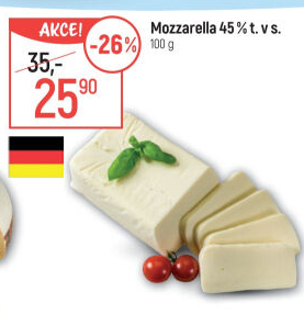 Sýr Mozzarella cihla 45%