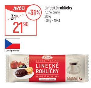 Rohlíčky linecké Klasa Pekárny a cukrárny Klatovy