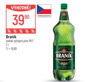 Pivo světlé výčepní 10° Braník