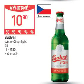 Pivo světlé výčepní B: Classic Budweiser Budvar