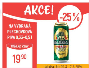 Pivo světlý ležák 12° Ryze hořká Radegast