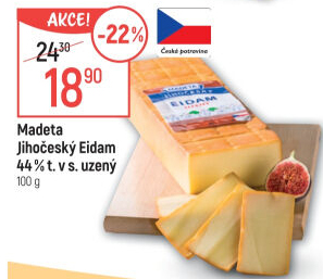 Sýr Eidam uzený 44% Jihočeský Madeta