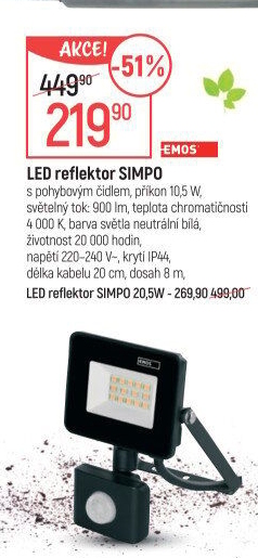 Reflektorové LED světlo se senzorem Emos