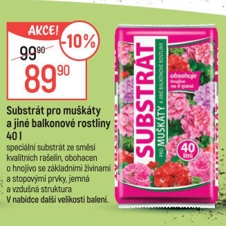 Substrát pro muškáty / pelargonie a jiné balkonové rostliny Forestina