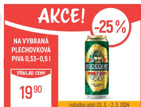 Pivo světlý ležák 12° Ryze hořká Radegast
