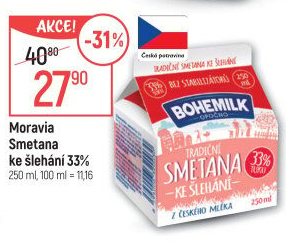 Smetana ke šlehání 33% Bohemilk Opočno