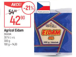 Sýr Eidam 30% Agricol