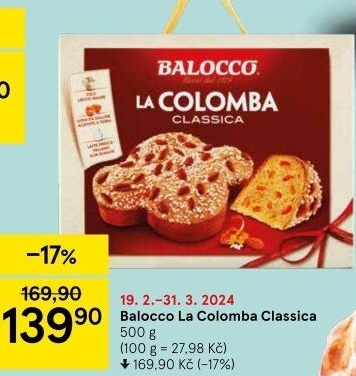 Bábovka Colomba Balocco