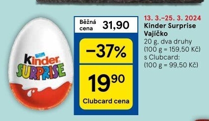 Čokoládové vajíčko s překvapením Kinder Surprise