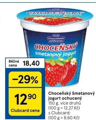 Jogurt smetanový ochucený Choceňský