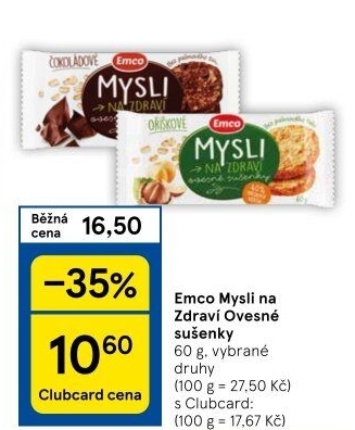Ovesné sušenky Mysli na zdraví Emco