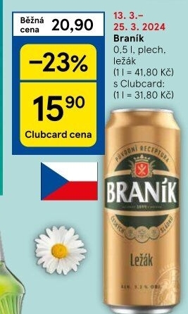 Pivo světlé výčepní 10° Braník