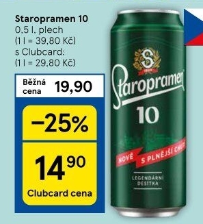 Pivo světlé výčepní 10° Staropramen