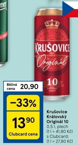 Pivo světlé výčepní Originál Královská 10° Krušovice