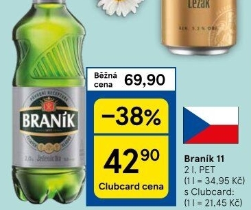Pivo světlý ležák 11° Jedenáctka Braník