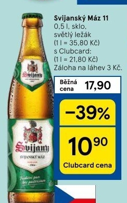 Pivo světlý ležák 11° Svijanský Máz Svijany