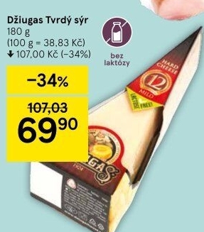 Sýr bez laktózy Džiugas