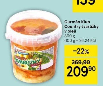 Sýr tvarůžky Country v oleji Gurmán Klub