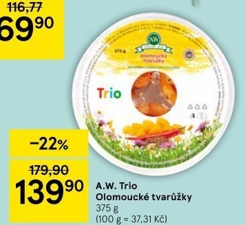 Sýr tvarůžky olomoucké trio A.W.