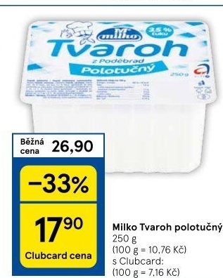 Tvaroh polotučný z Poděbrad Milko