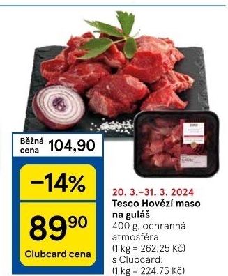 Hovězí maso na guláš Tesco