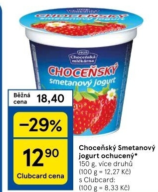 Jogurt smetanový ochucený Choceňský