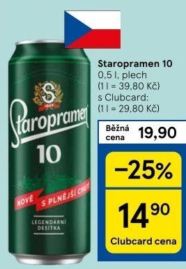 Pivo světlé výčepní 10° Staropramen