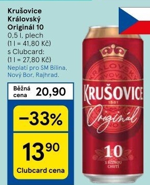 Pivo světlé výčepní Originál Královská 10° Krušovice