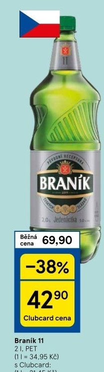Pivo světlý ležák 11° Jedenáctka Braník