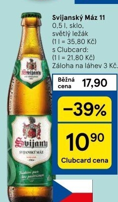 Pivo světlý ležák 11° Svijanský Máz Svijany