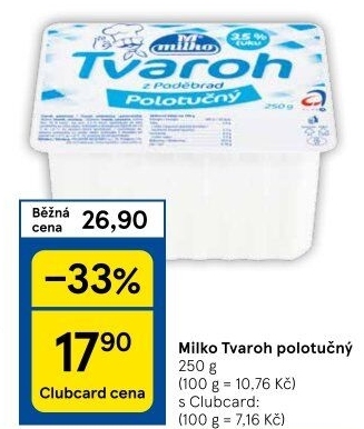 Tvaroh polotučný z Poděbrad Milko