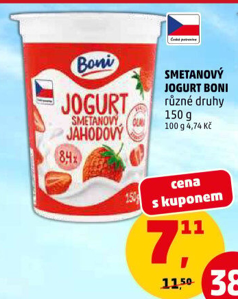 Jogurt smetanový ochucený Boni