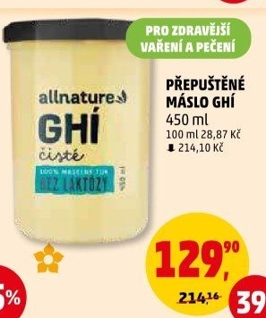 Přepuštěné máslo Ghí Allnature
