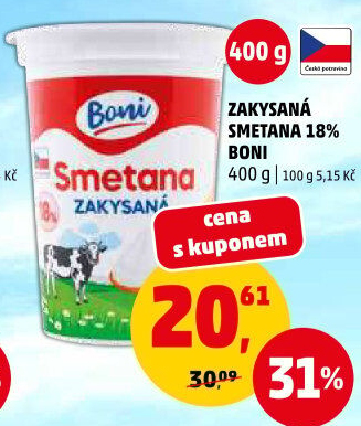 Smetana zakysaná Boni 18%