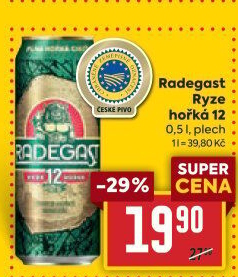 Pivo světlý ležák 12° Ryze hořká Radegast