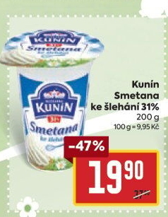Smetana ke šlehání Mlékárna Kunín 31%